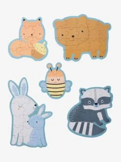 Vertbaudet 28 5 Puzzles évolutifs 6 à 12 Pièces En Carton Les Amis De La Forêt Beige - Vertbaudet