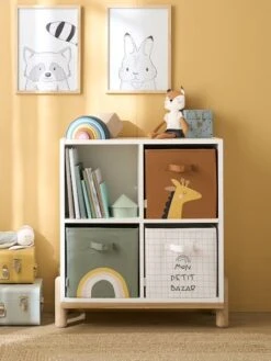 Les 3 Bacs De Rangement Tanzanie Tilleul Foncé Imprimé - Vertbaudet -Vertbaudet les 3 bacs de rangement tanzanie 4