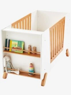Lit Bébé Avec Barrière Amovible + Rangement Bibliothèque LIGNE PIROUETTE Blanc - Vertbaudet -Vertbaudet lit bebe avec barriere amovible rangement bibliotheque ligne pirouette 3