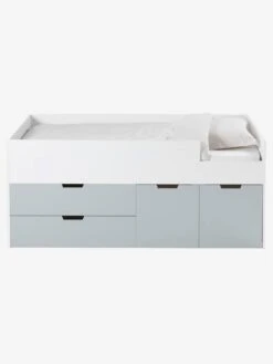 Lit Enfant Mi-hauteur XL Avec Rangements LIGNE PASSE-PASSE Blanc - Gris - Vertbaudet 8 Lit Enfant Mi-hauteur XL Avec Rangements LIGNE PASSE-PASSE Blanc - Gris - Vertbaudet -Vertbaudet lit enfant mi hauteur xl avec rangements ligne passe passe 2
