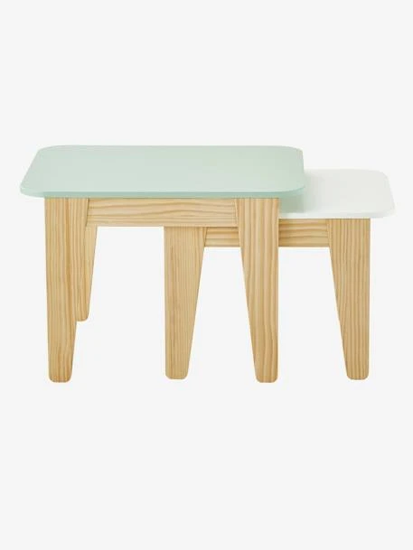 Tables Gigognes Gris Vert/bois + Blanc/bois - Vertbaudet 6 Tables Gigognes Gris Vert/bois + Blanc/bois - Vertbaudet – Image 4